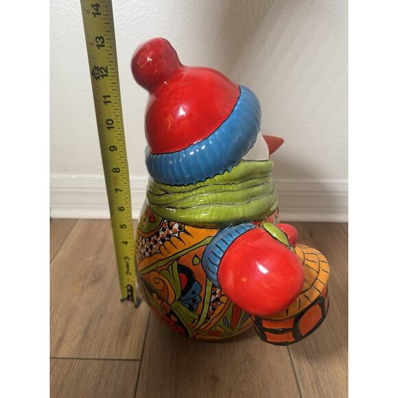 Mexican Talavera Pottery Snowman With Light 13” Holiday Christmas Decor Handmade - Picture 5 of 14